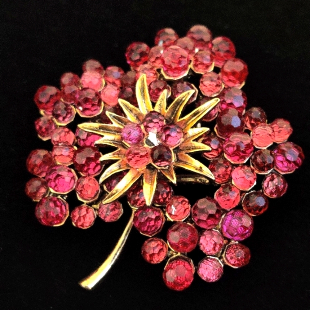 Dazzling Vintage Monet Fuschia Pink Flower Brooch